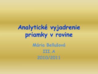 analytick vyjadrenie priamky v rovine