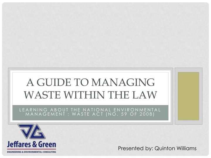 a guide to managing waste within the law