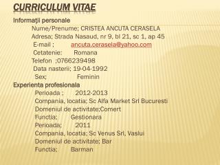 curriculum vitae
