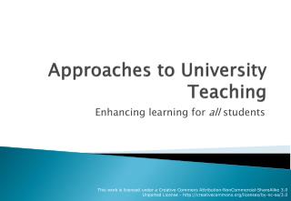 Approaches to University Teaching