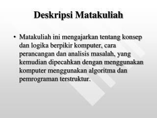 deskripsi matakuliah