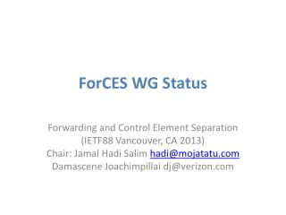 ForCES WG Status
