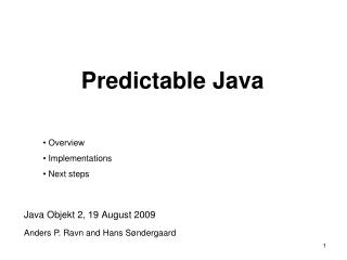 Predictable Java