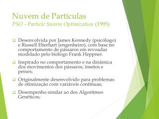 nuvem de part culas pso particle swarm optimization 1995