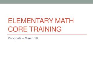 Elementary Math Core Training
