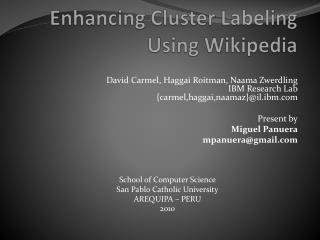 Enhancing Cluster Labeling Using Wikipedia