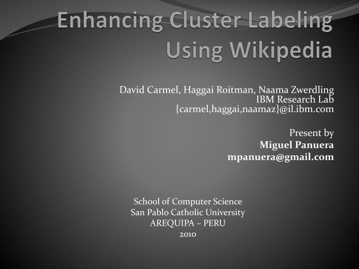 enhancing cluster labeling using wikipedia