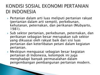 kondisi sosial ekonomi pertanian di indonesia