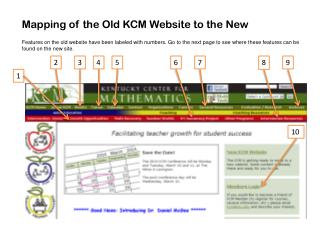 Mapping of the Old KCM Website to the New