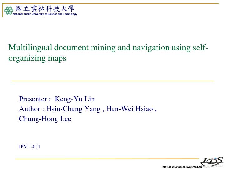 multilingual document mining and navigation using self organizing maps