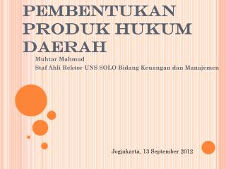 pembentukan produk hukum daerah