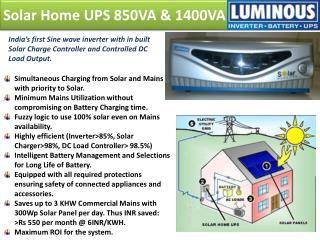 Solar Home UPS 850VA &amp; 1400VA