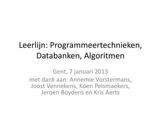 leerlijn programmeertechnieken databanken algoritmen