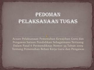 pedoman pelaksanaan tugas