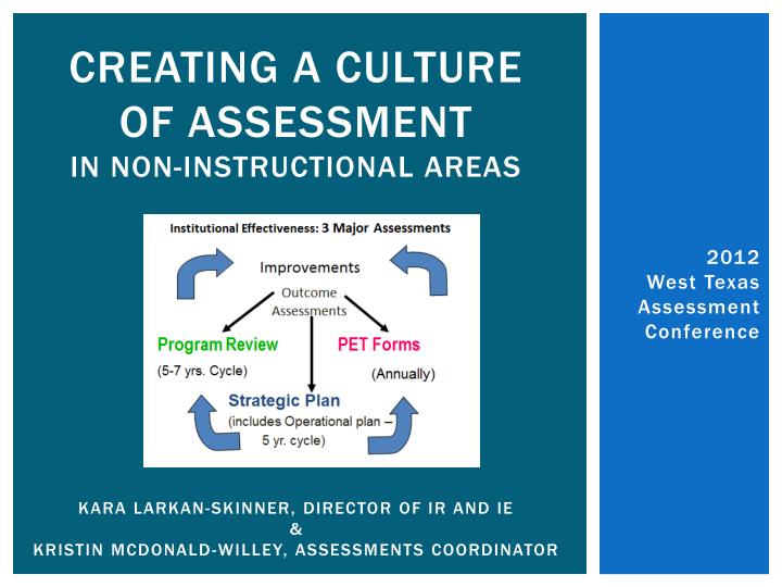creating a culture of assessment in non instructional areas