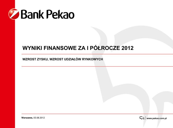 wyniki finansowe za i p rocze 2012