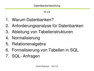 datenbankentwicklung iv lk