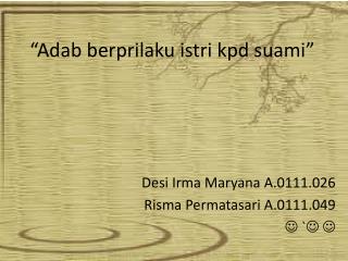 adab berprilaku istri kpd suami
