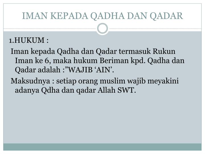 iman kepada qadha dan qadar