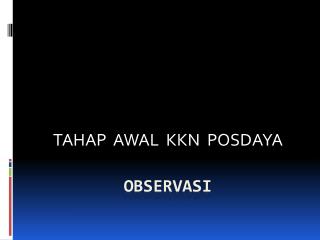 tahap awal kkn posdaya