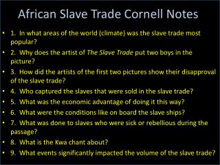 African Slave Trade Cornell Notes