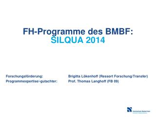 fh p rogramme des bmbf silqua 2014