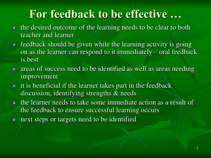for feedback to be effective