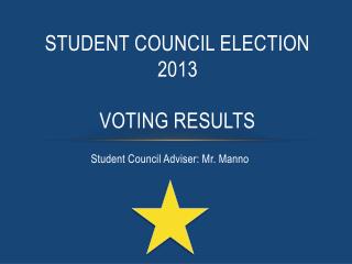 Student council election 2013 VOTING RESULTS