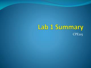 Lab 1 Summary