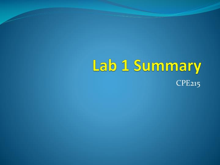 lab 1 summary