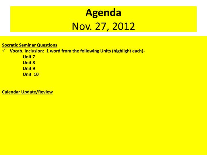 agenda nov 27 2012