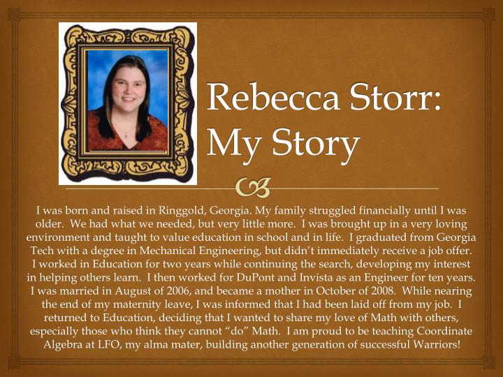 rebecca storr my story