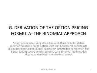 g derivation of the option pricing formula the binomial approach
