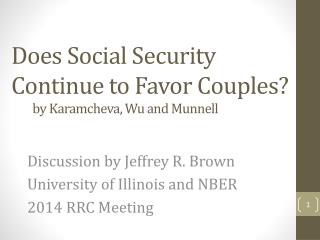 Does Social Security Continue to Favor Couples? by Karamcheva , Wu and Munnell