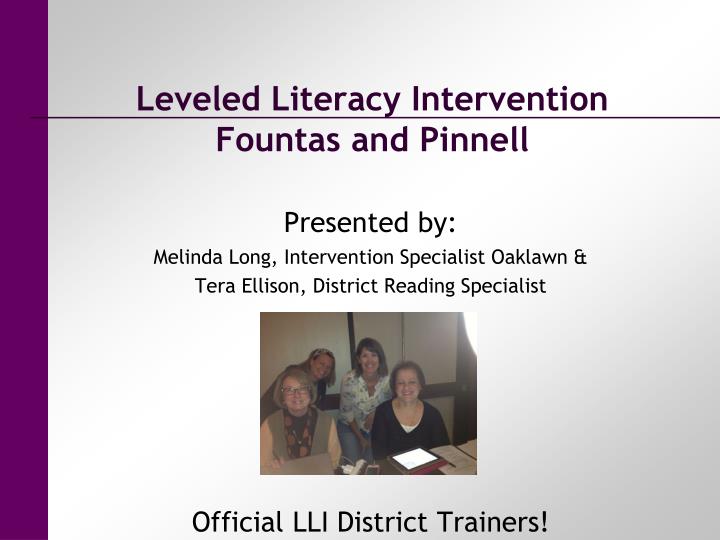 leveled literacy intervention fountas and pinnell