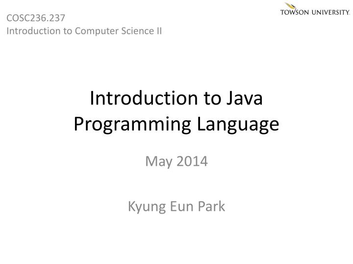 introduction to java programming language
