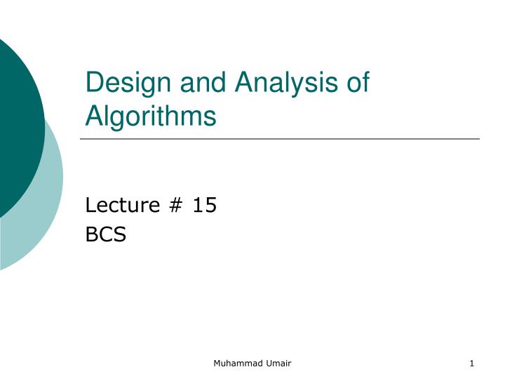design and analysis of algorithms