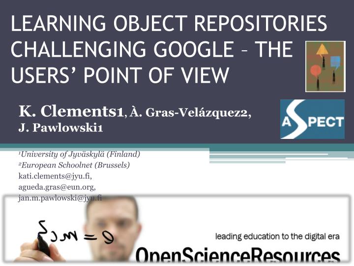 learning object repositories challenging google the users point of view