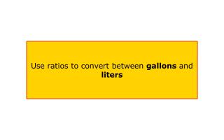Use ratios to convert between gallons and liters