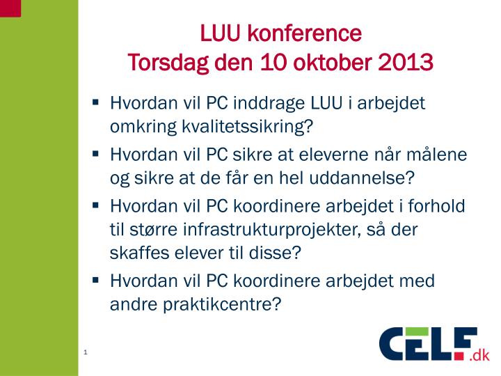 luu konference torsdag den 10 oktober 2013
