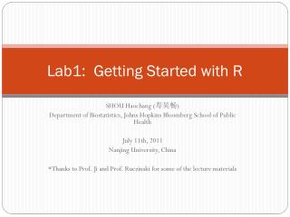 Lab1: Getting Started with R