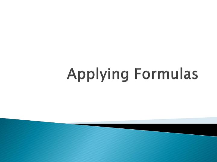 applying formulas