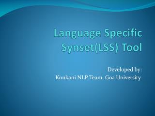 Language Specific Synset (LSS) Tool