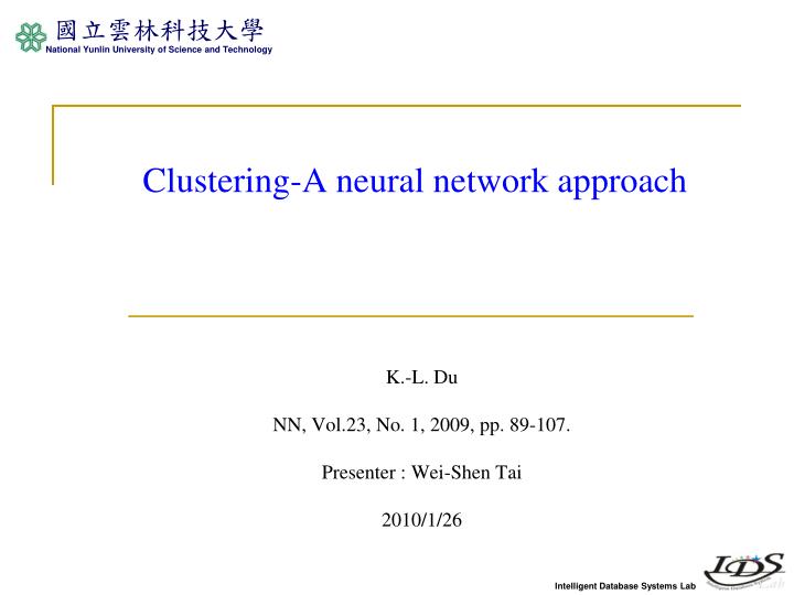 clustering a neural network approach