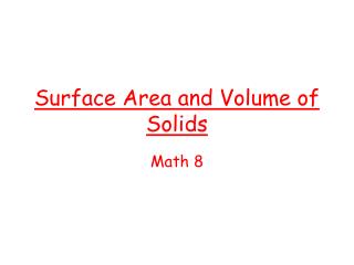 Surface Area and Volume of Solids