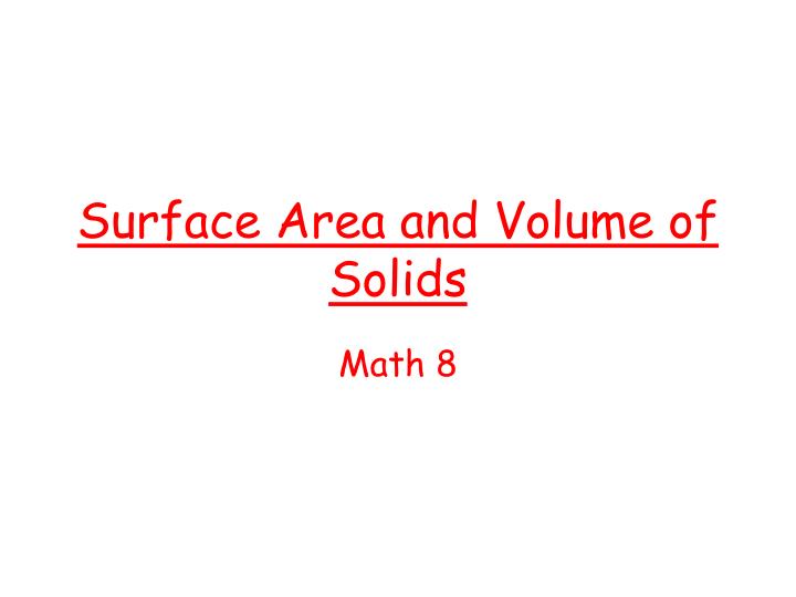 surface area and volume of solids