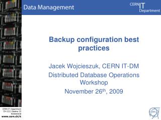 Backup configuration best practices