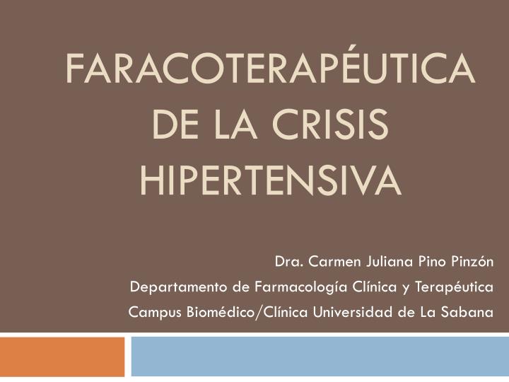 faracoterap utica de la crisis hipertensiva