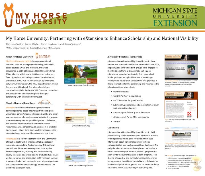 my horse university partnering with extension to enhance scholarship and national visibility