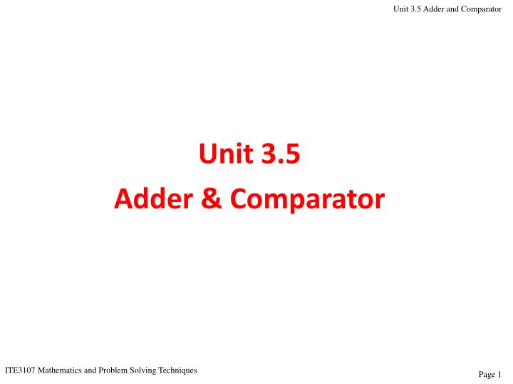 unit 3 5 adder comparator